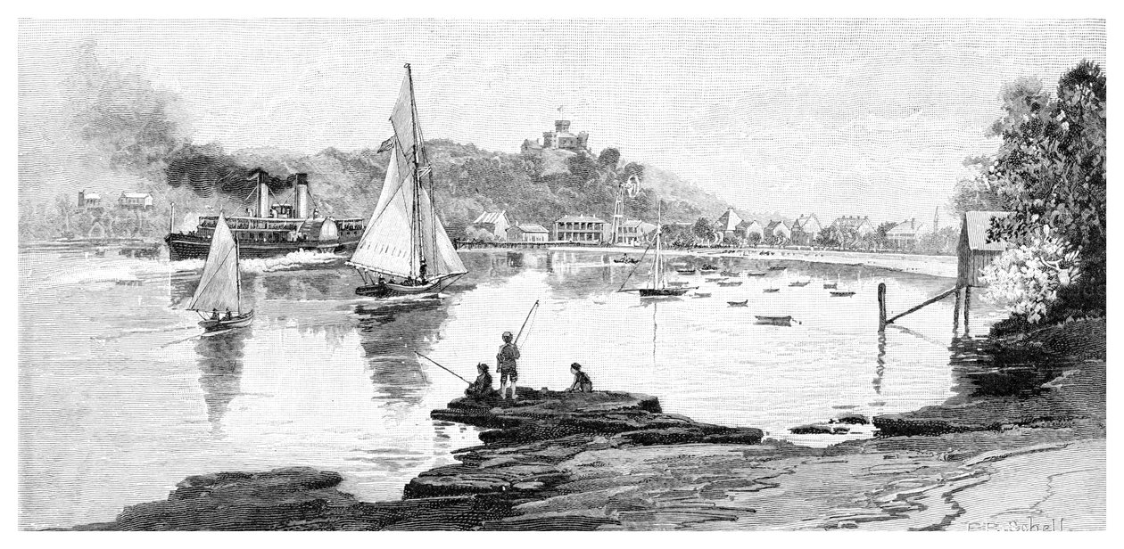 Manly Beach, Sydney, Új-Dél-Wales, Ausztrália, 1886. alkotó: Frederic B. Schell