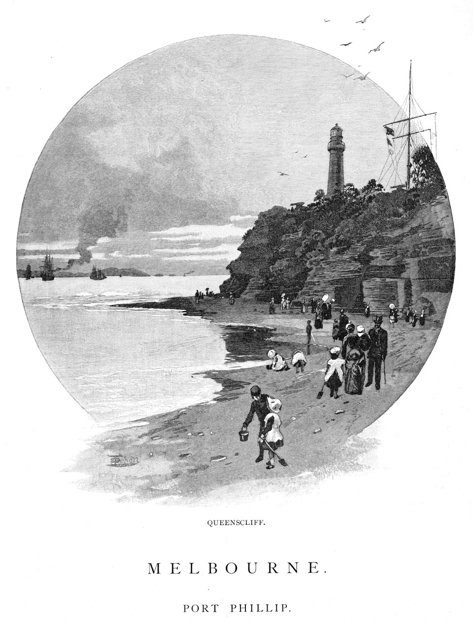 Queenscliff, Port Phillip, Victoria, Ausztrália, 1886. alkotó: Frederic B. Schell