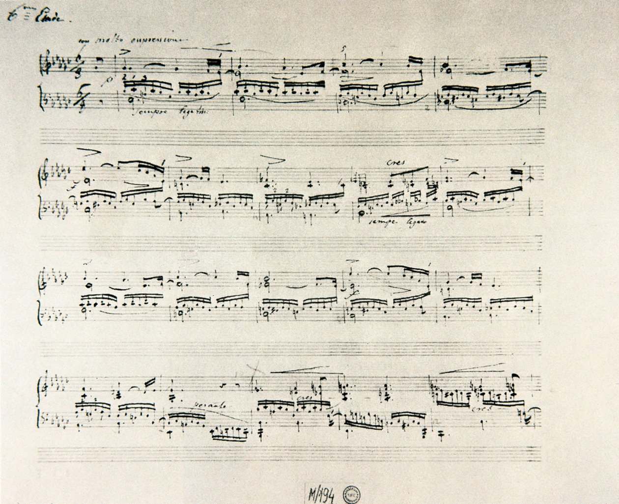 Frederic Chopin (1810-1849) lengyel zeneszerző "Etudes for piano opus 10" partitúrája alkotó: Frederic Chopin
