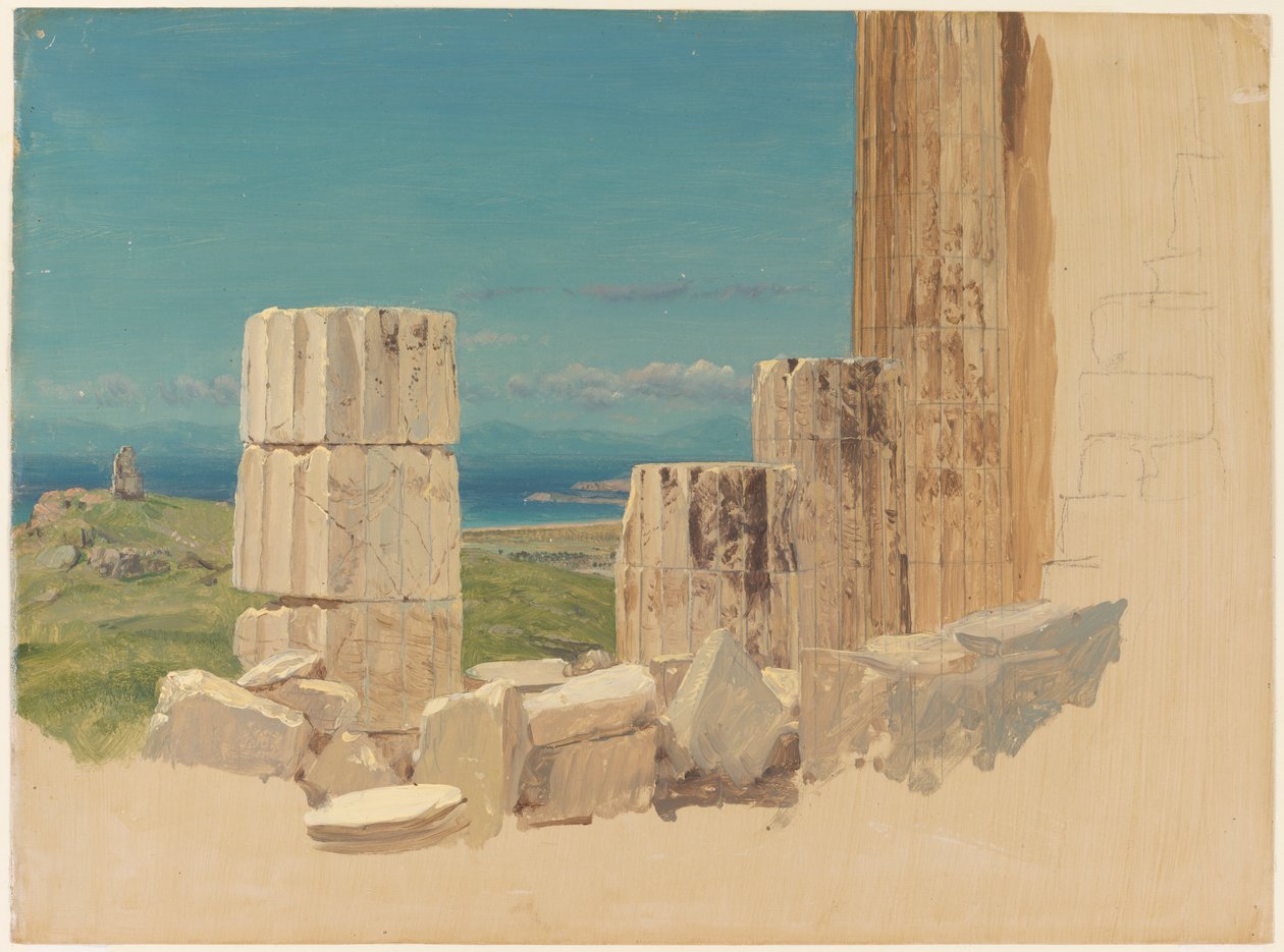 Törött oszlopok, kilátás a Parthenonról alkotó: Frederic Edwin Church