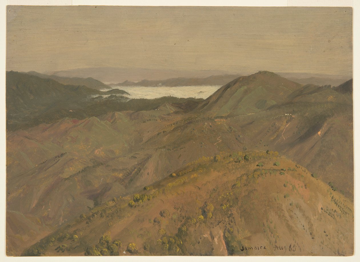 Távoli kilátás a dombtetőkre, Jamaica, Nyugat-India alkotó: Frederic Edwin Church