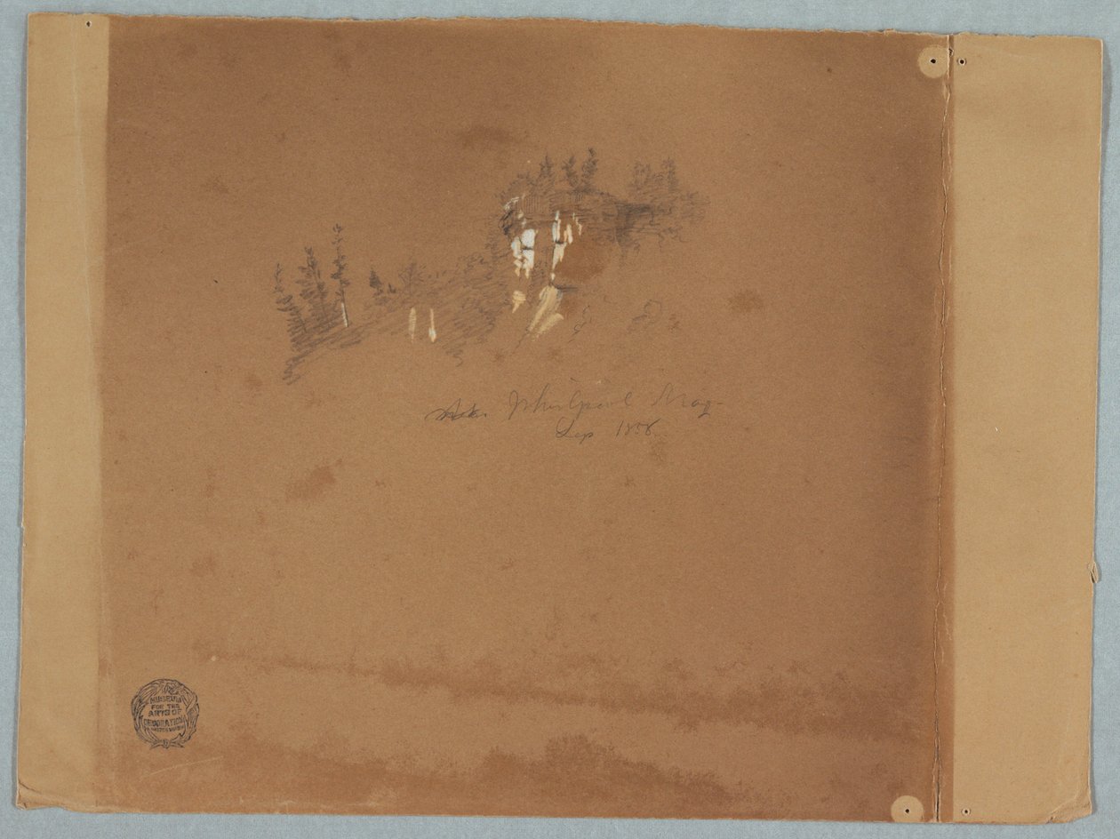 Rajzolás
Rajz, Niagara az örvény közelében, fák és egy szikla, 1858 szeptembere alkotó: Frederic Edwin Church