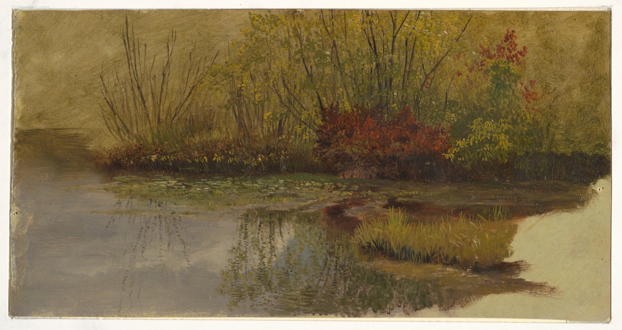 Rajz, Egy tó sarka, 1860 körül. alkotó: Frederic Edwin Church