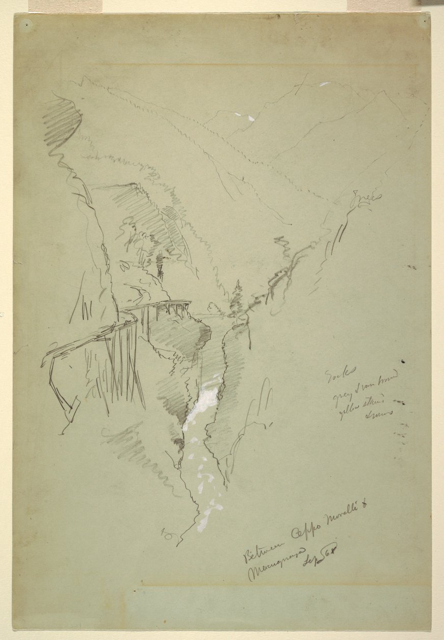 Rajz, A szurdok között Ceppo Morelli amp; Macugnaga, szeptember 11-12, 1868 alkotó: Frederic Edwin Church