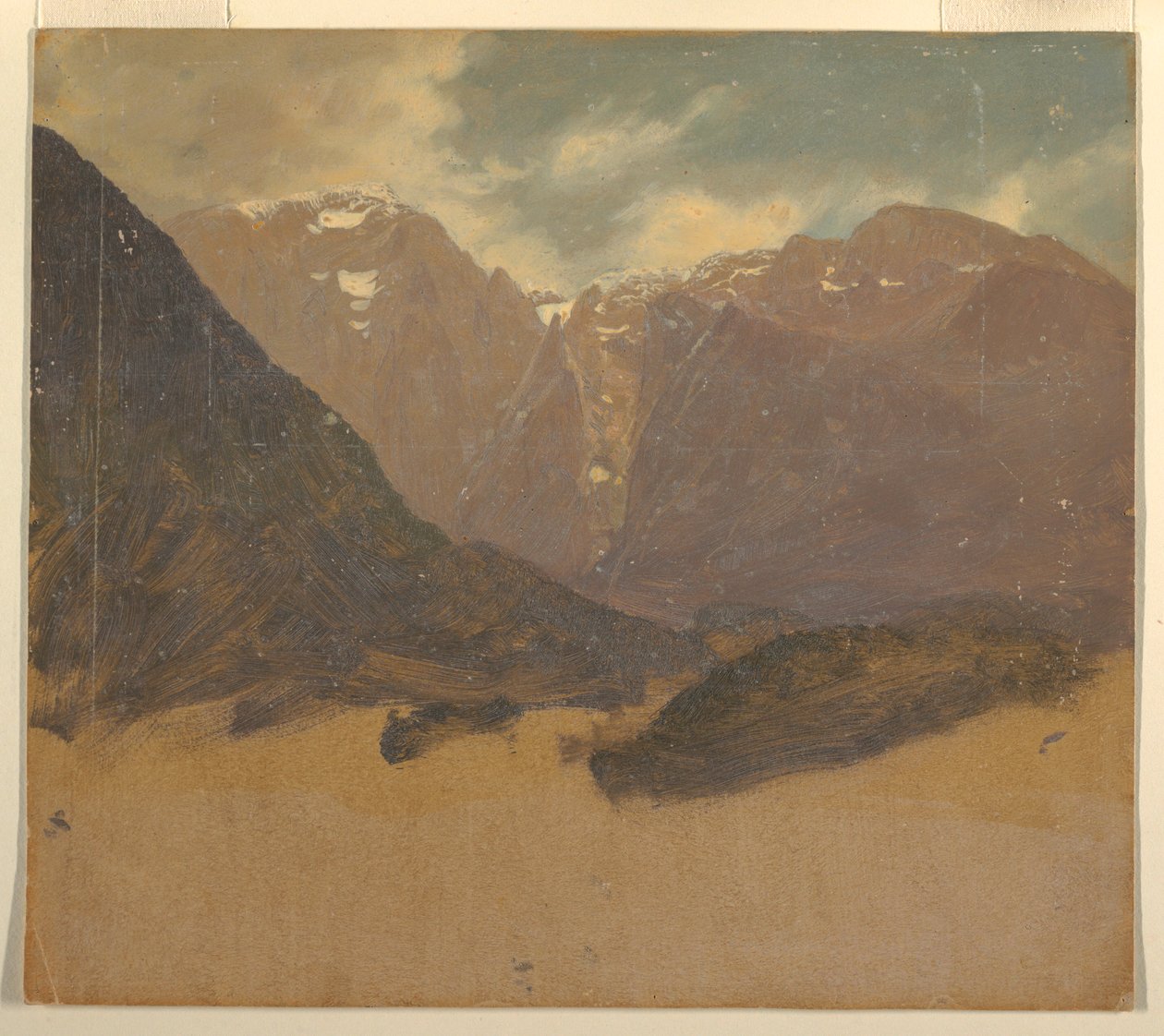 Rajz, Alpesi táj (Bajorország vagy Svájc), 1868 alkotó: Frederic Edwin Church