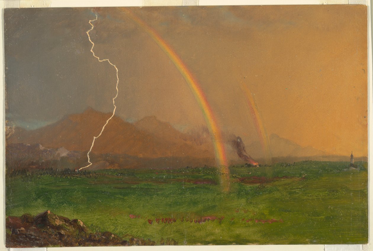 Rajz, Alpesi jelenet zivatarban, 1868 alkotó: Frederic Edwin Church