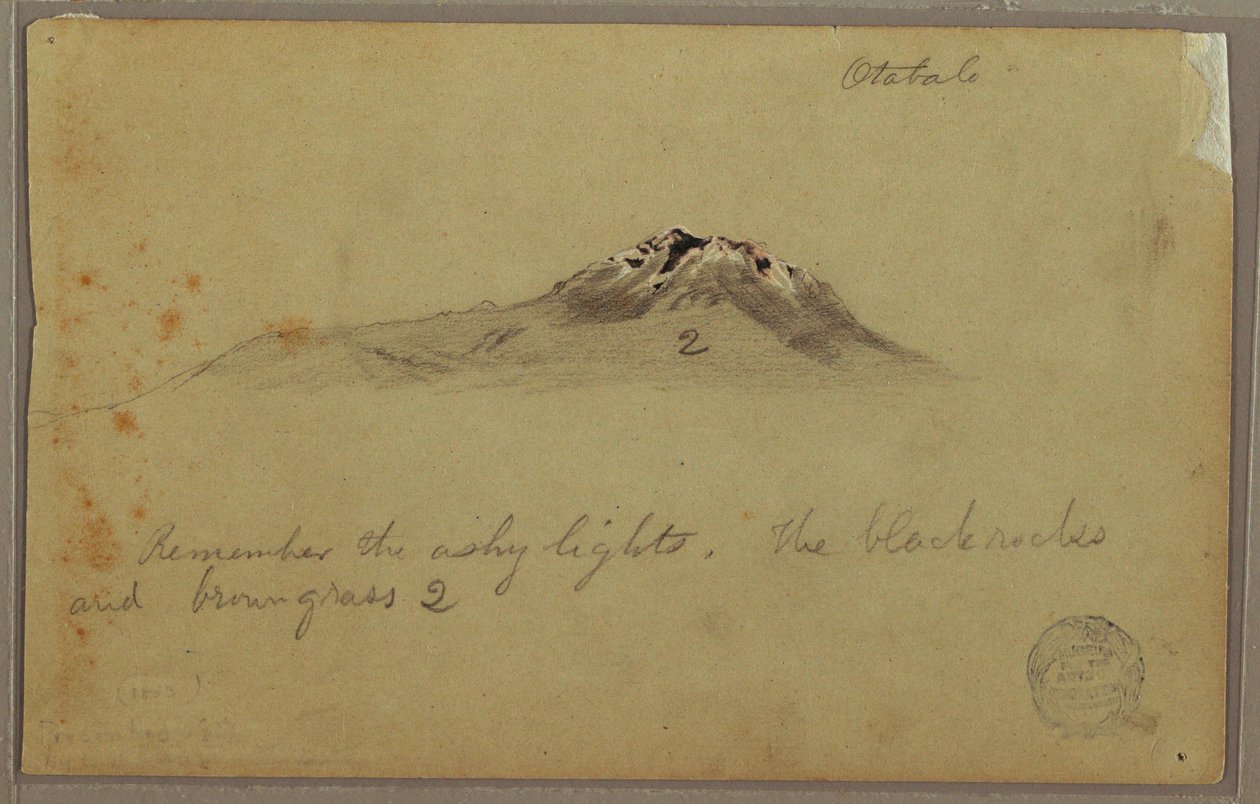 Rajz, Andok hegycsúcs (Cayambe ), Otavalo, Ecuador, 1853. augusztus vagy szeptember alkotó: Frederic Edwin Church