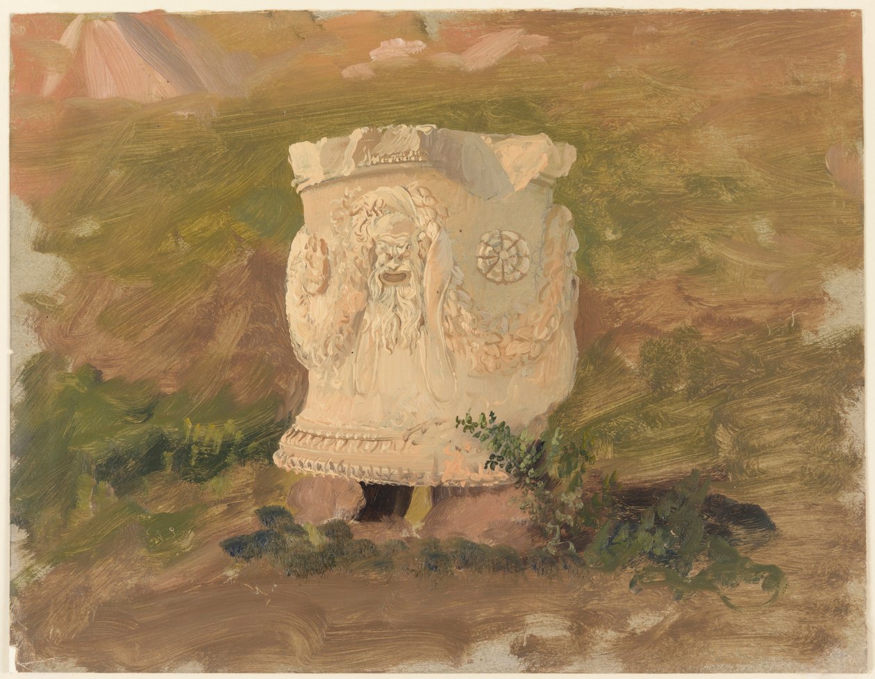 Rajz, Athén, szobor a Dionüszosz színházban, 1869. április alkotó: Frederic Edwin Church