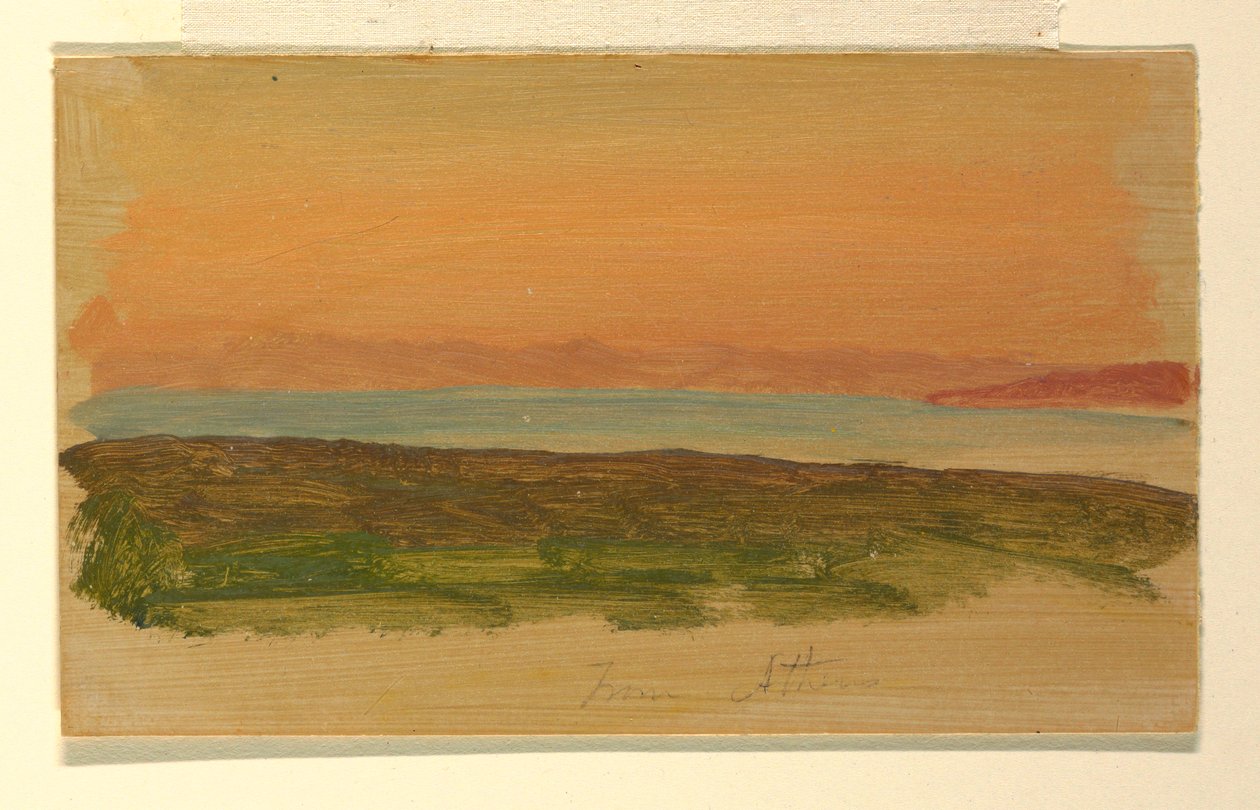 Rajz, Athén, kilátás a tenger felől, 1869. április alkotó: Frederic Edwin Church