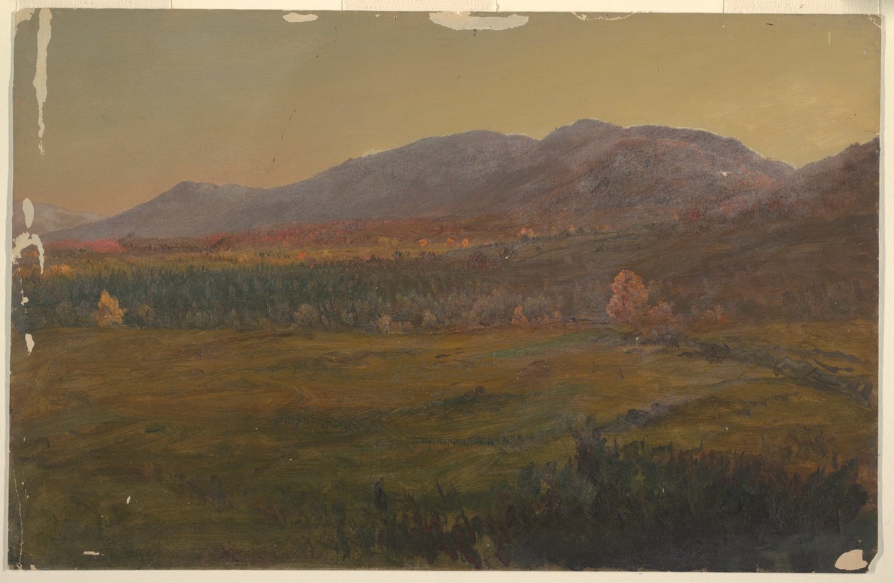 Rajz, Őszi táj, Hudson, New York, 1860 körül. alkotó: Frederic Edwin Church