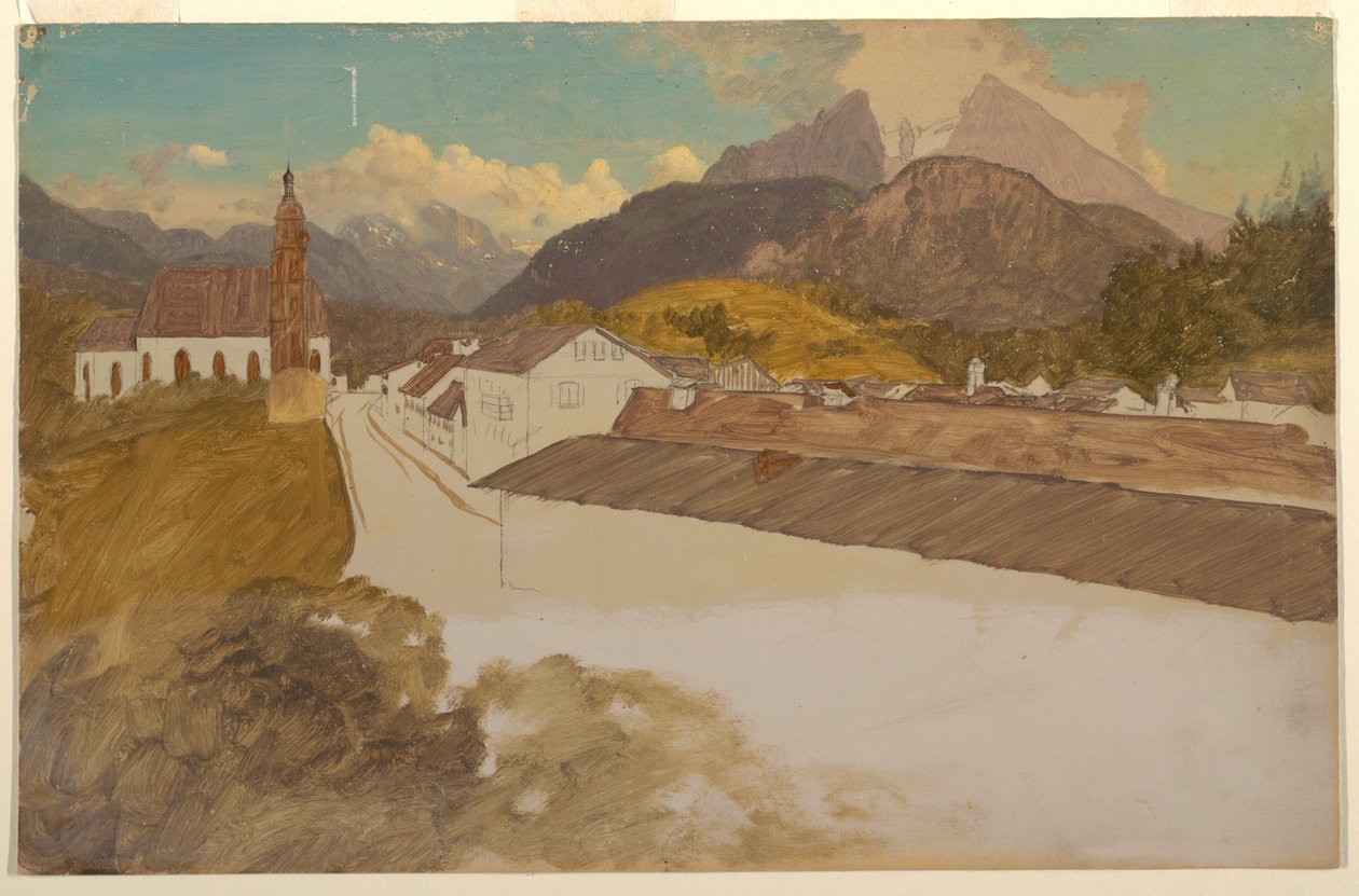 Rajz, Berchtesgaden, Bajorország, általános nézet, 1868. június alkotó: Frederic Edwin Church