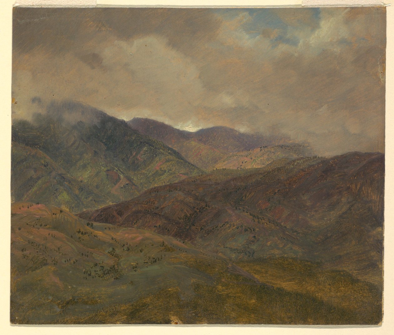 Rajz, Kék dombok és szürke felhők, Jamaica, 1865. május-augusztus alkotó: Frederic Edwin Church