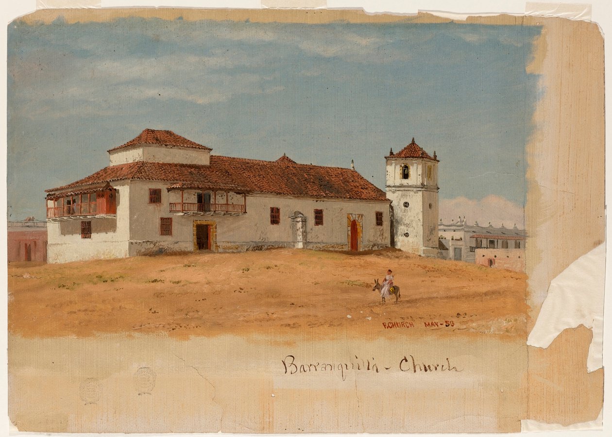 Rajz, templom Barranquillában, Kolumbia, 1853. május alkotó: Frederic Edwin Church