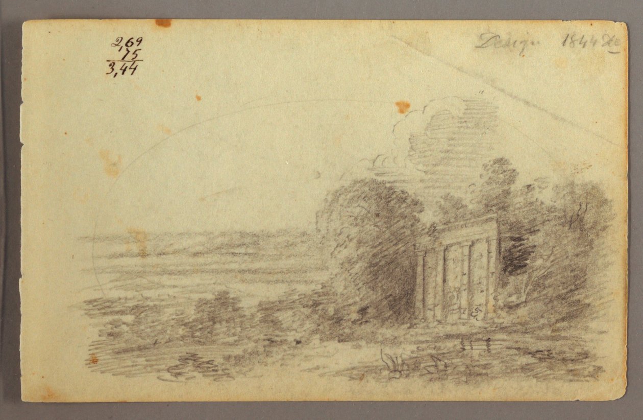 Rajz, Klasszikus rom, fák, 1844 alkotó: Frederic Edwin Church