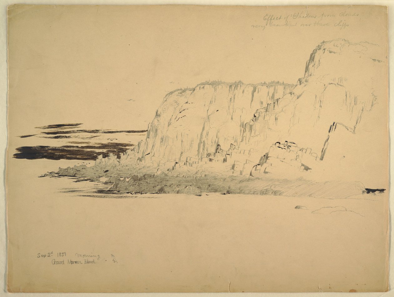 Rajz, Cliffs, 1851. szeptember alkotó: Frederic Edwin Church
