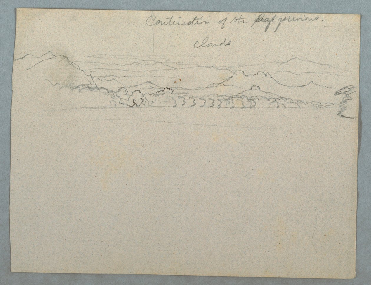 Rajz, Felhős dél-amerikai hegyvidéki táj egy öböl mellett, 2. rész , 1853, valószínűleg május alkotó: Frederic Edwin Church