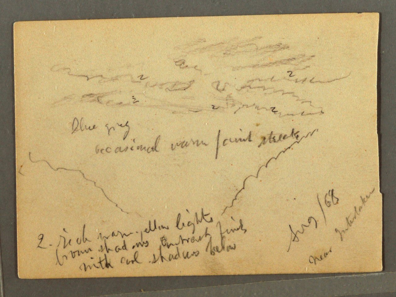 Rajz, Felhős Jungfrau, Interlaken, Svájc, 1868. augusztus alkotó: Frederic Edwin Church