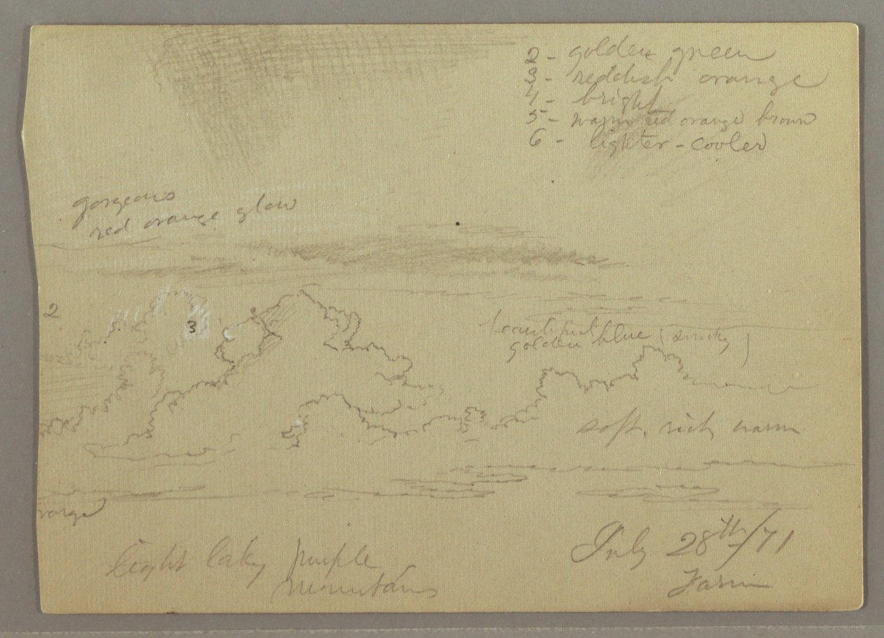 Rajz, Felhő-tanulmány, 1871. július 28. alkotó: Frederic Edwin Church