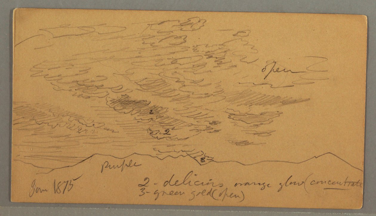 Rajz, Felhő a dombok felett, 1875. január alkotó: Frederic Edwin Church