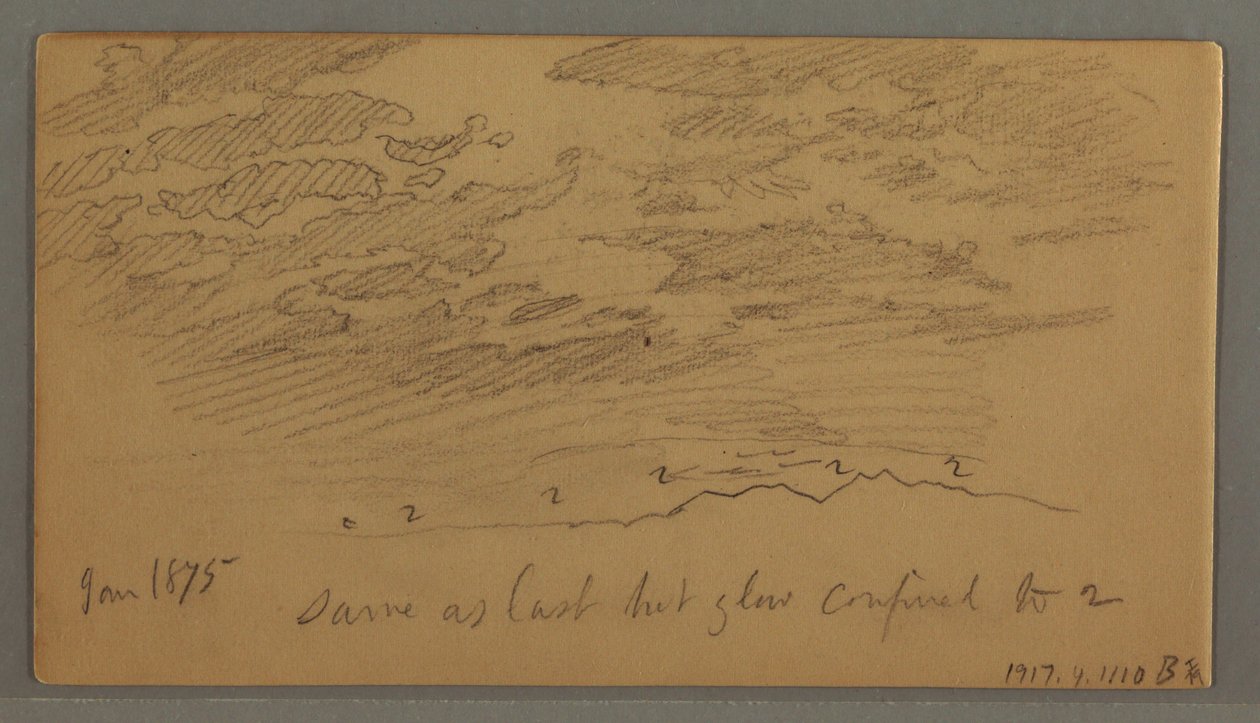 Rajz, Felhő a dombok felett, 1875. január alkotó: Frederic Edwin Church