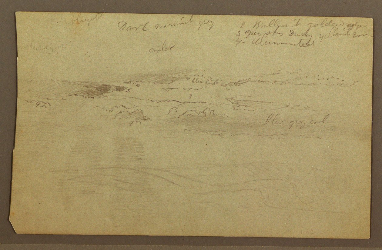 Rajz, Felhő tanulmány a hegyek felett, 1860-as évek alkotó: Frederic Edwin Church