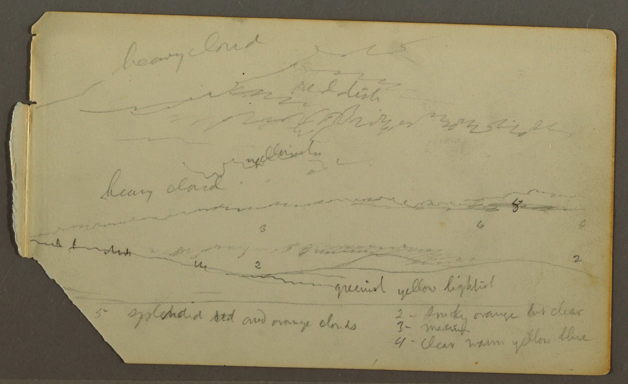 Rajz, Felhő tanulmány dombok felett, valószínűleg 1857-58 alkotó: Frederic Edwin Church