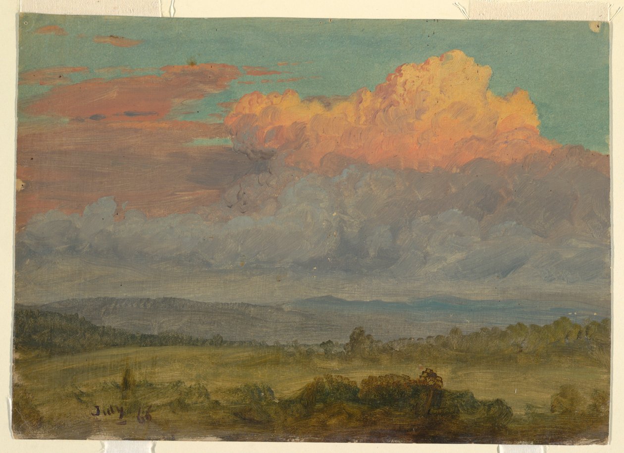 Rajz, Felhők, Hudson-völgy, New York, 1866. július alkotó: Frederic Edwin Church