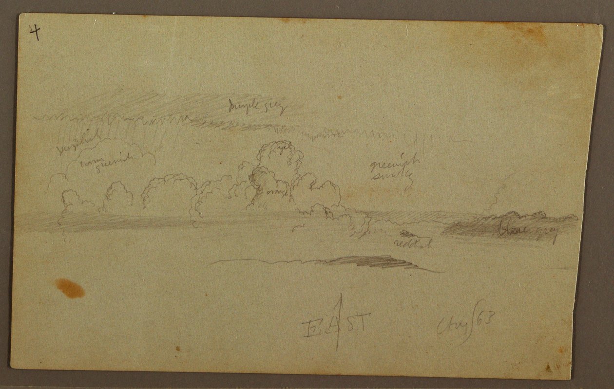 Rajz, Felhők a dombvidék felett, 1863 alkotó: Frederic Edwin Church