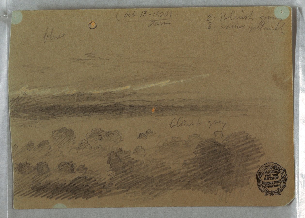 Rajz, Felhős égbolt és hold, 1870. október 13. alkotó: Frederic Edwin Church