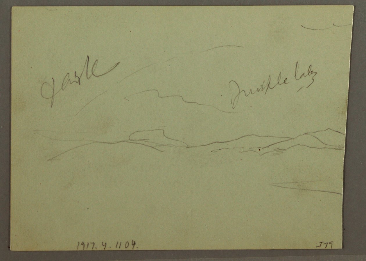Rajz, Felhős égbolt, domboldal, 1870 alkotó: Frederic Edwin Church