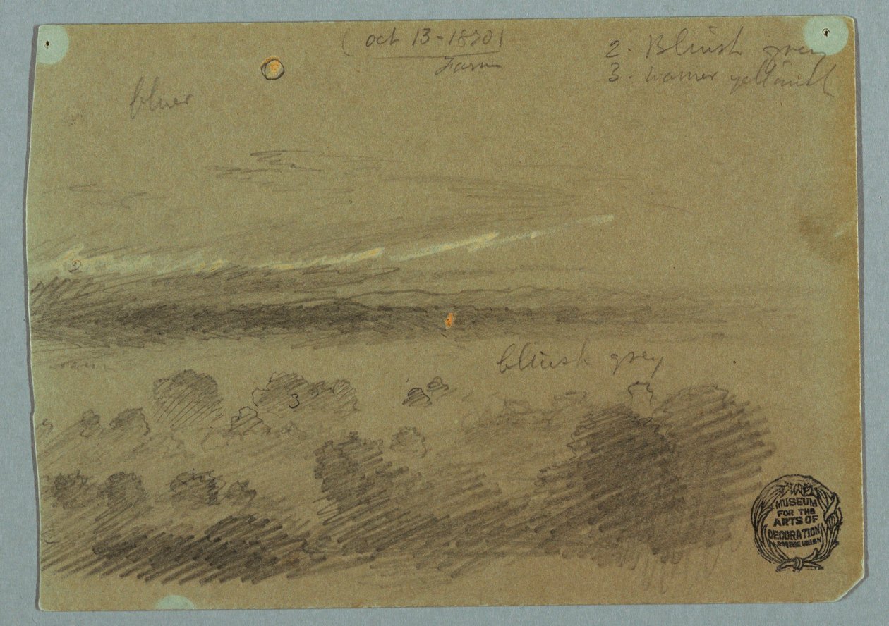 Rajz, Felhős égbolt a hegyek felett, 1866. július 19. alkotó: Frederic Edwin Church