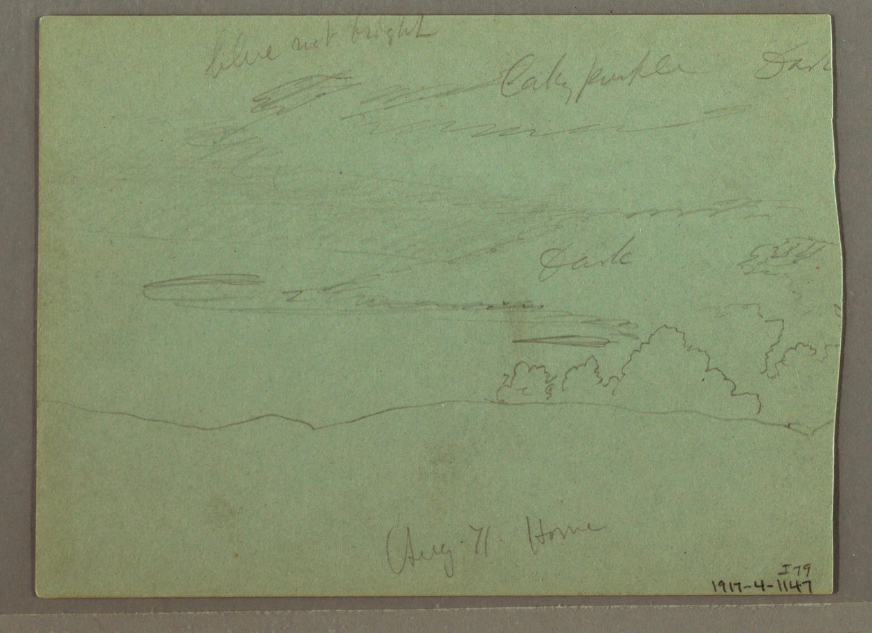 Rajz, Felhős égbolt a hegygerinc felett, 1871. augusztus alkotó: Frederic Edwin Church