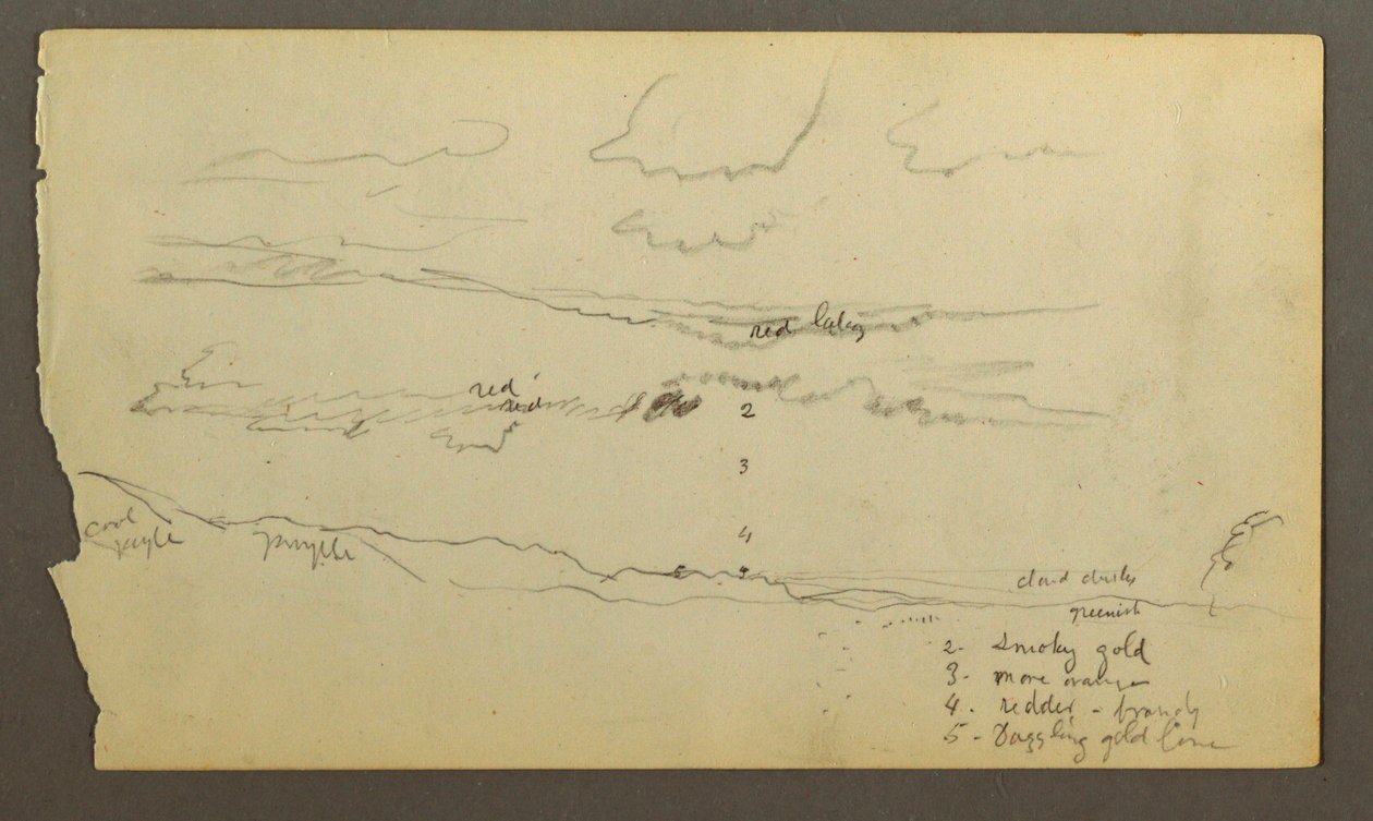 Rajz, Felhős égbolt völgy felett (Maine), valószínűleg 1860 alkotó: Frederic Edwin Church