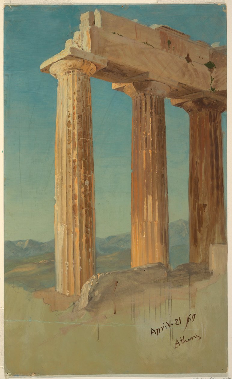 Rajz, A Parthenon oszlopai, Athén, 1869. április 21. alkotó: Frederic Edwin Church