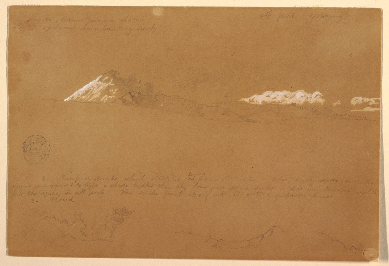 Rajz, Cotapaxi, reggel, a Nap templomából, Quito, Ecuador, 1857. június 24. alkotó: Frederic Edwin Church