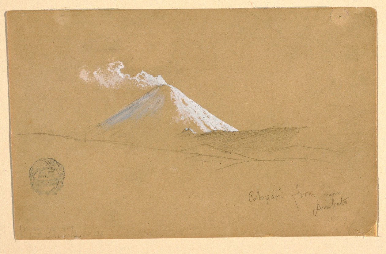 Rajz, Cotopaxi, Ambato közelében, Ecuador, 1853 alkotó: Frederic Edwin Church