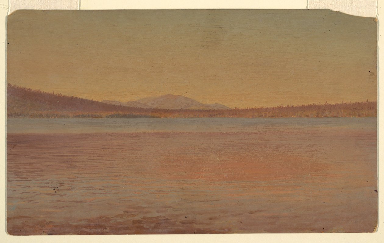Rajz, A Katahdin-hegy és az Utazó távoli látképe a Millinocket-tó felől, 1870-80 alkotó: Frederic Edwin Church