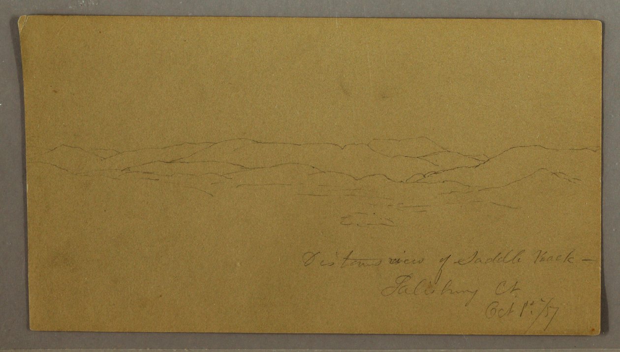Rajz, A Saddleback-hegy távoli látképe, Maine, 1867. október 1. alkotó: Frederic Edwin Church