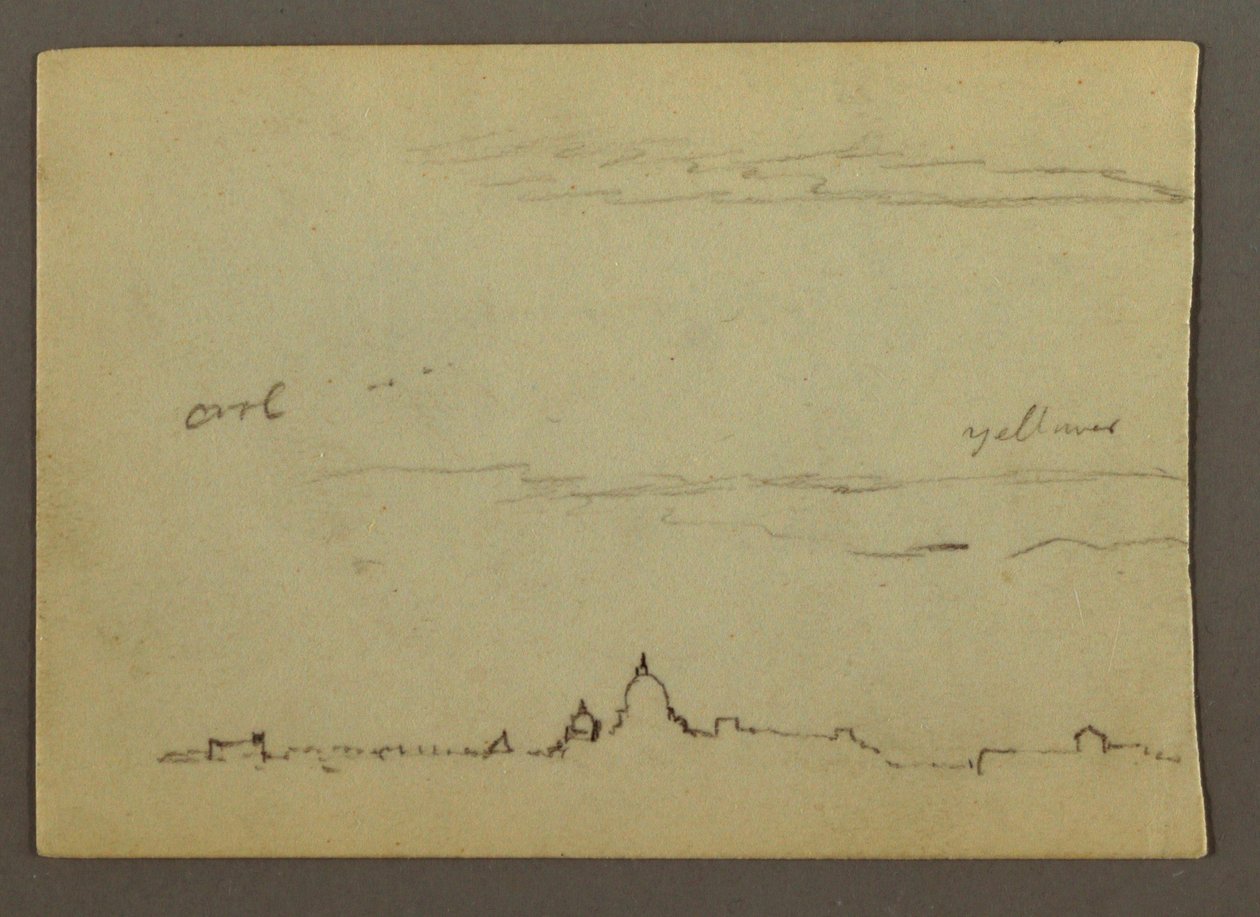 Rajz, A Szent Péter-bazilika és a Vatikán távoli látképe, Róma, Olaszország, 1869 januárja alkotó: Frederic Edwin Church