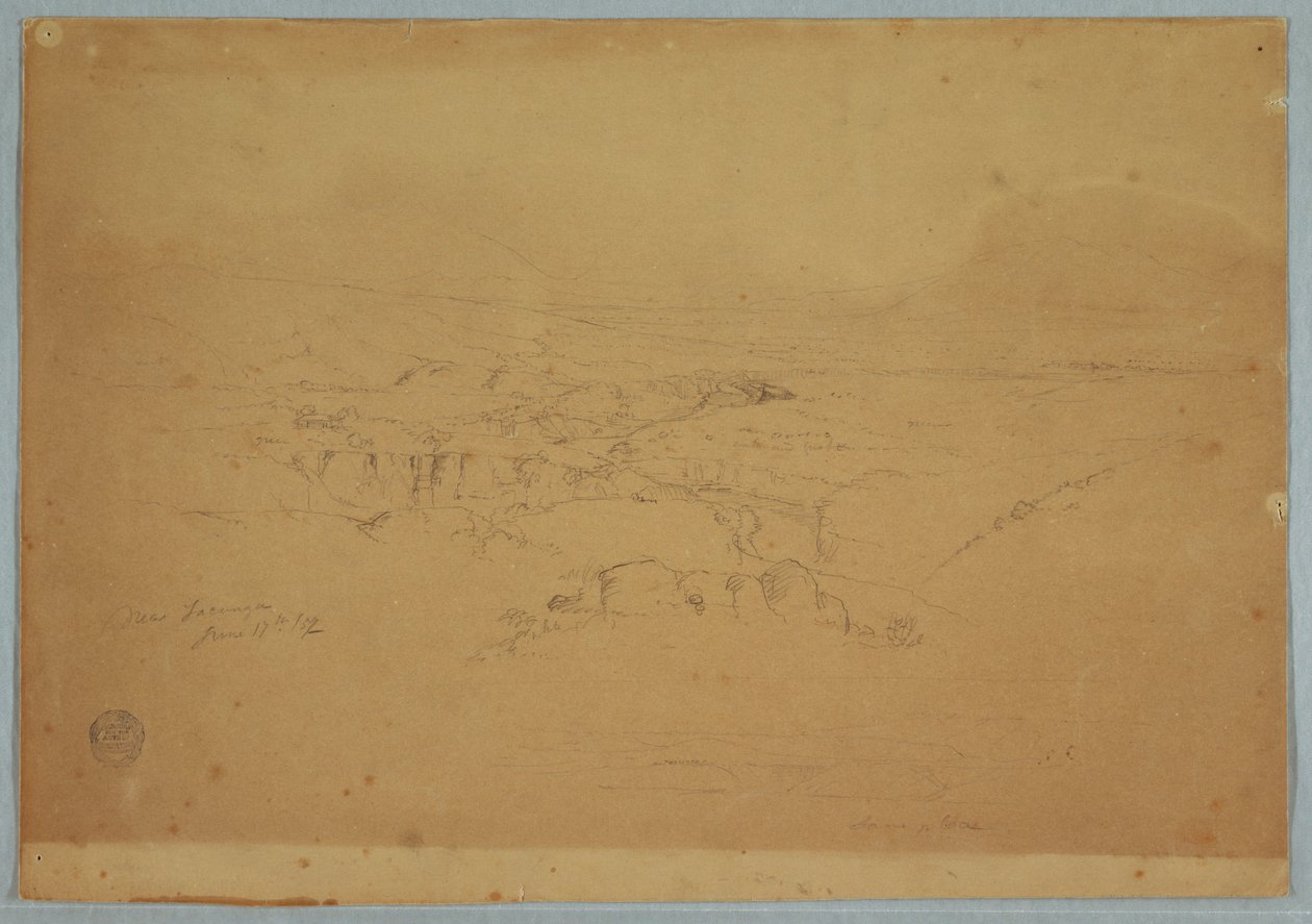 Rajz, Rajz.  Vázlatok.  Tájkép, "Tacunga közelében", Ecuador, 1857. június 17. alkotó: Frederic Edwin Church