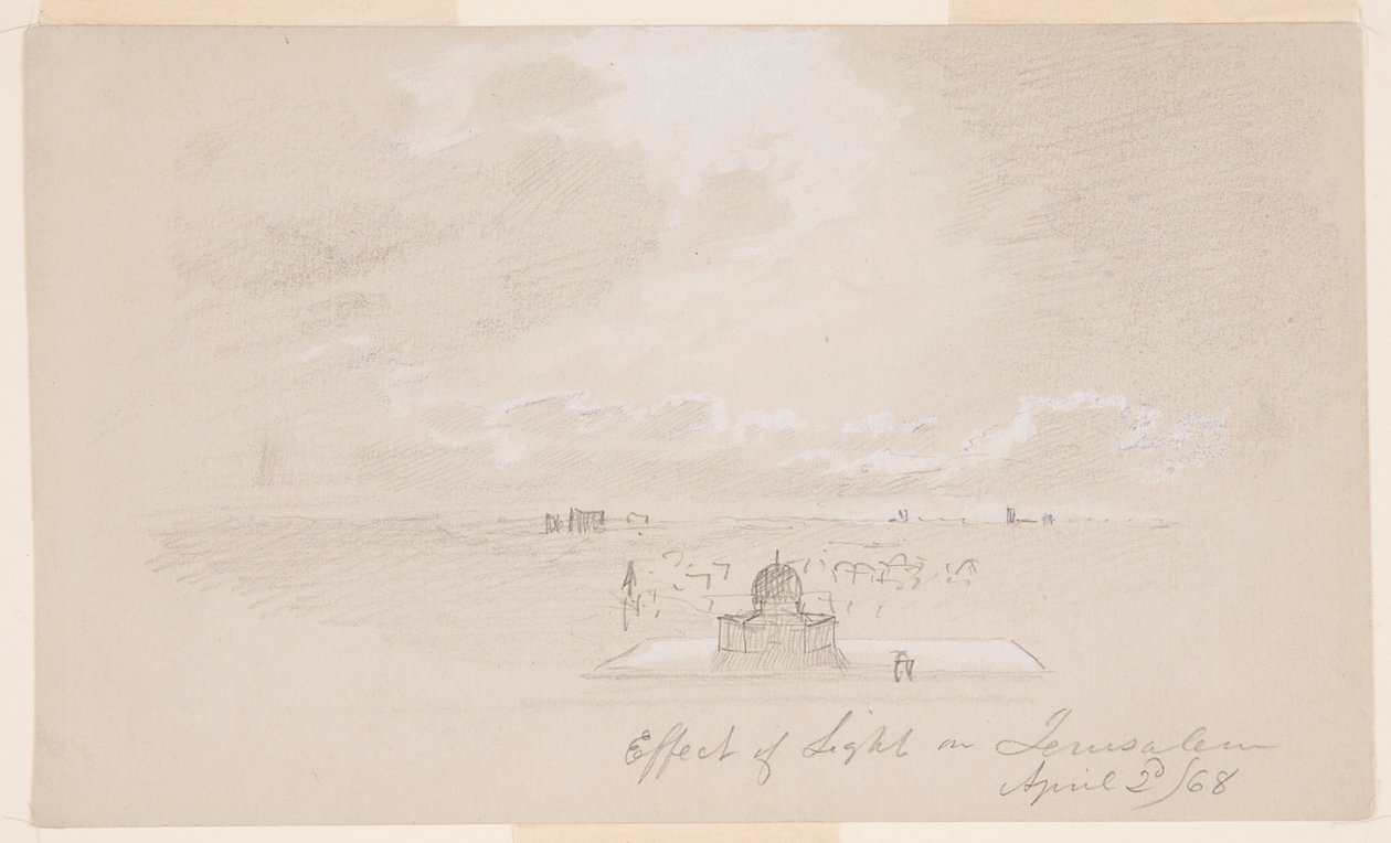 Rajz, A fény hatása Jeruzsálemre, 1868. április 2. alkotó: Frederic Edwin Church
