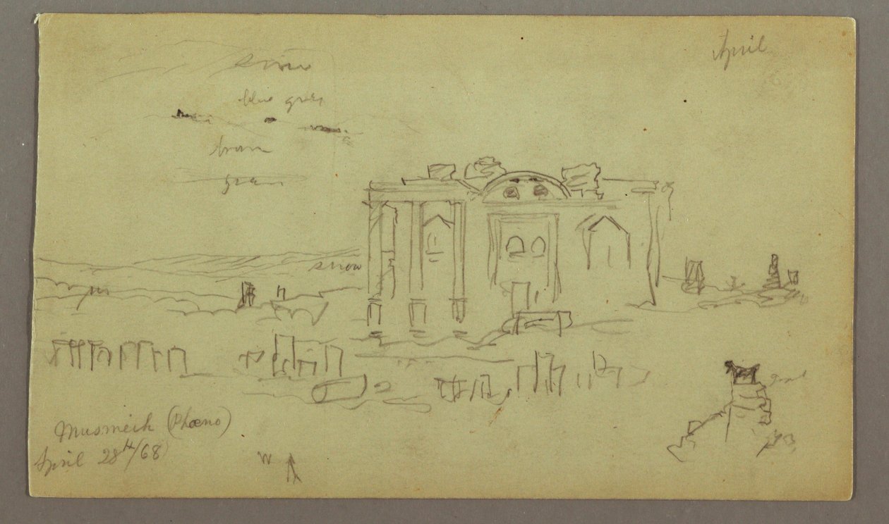 Rajz, a Parrelorium homlokzata, 1868. április 28. alkotó: Frederic Edwin Church