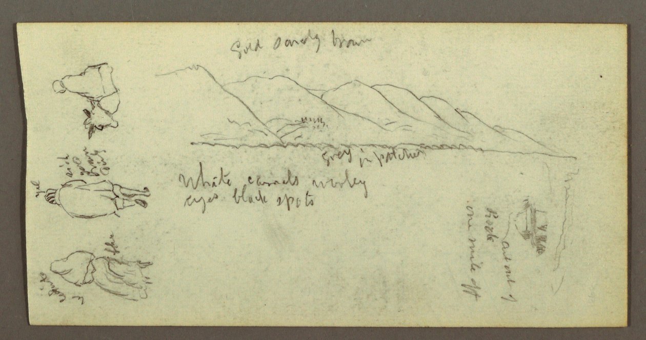 Rajz, Figuratanulmány, hegyvonulat, valószínűleg 1868 alkotó: Frederic Edwin Church