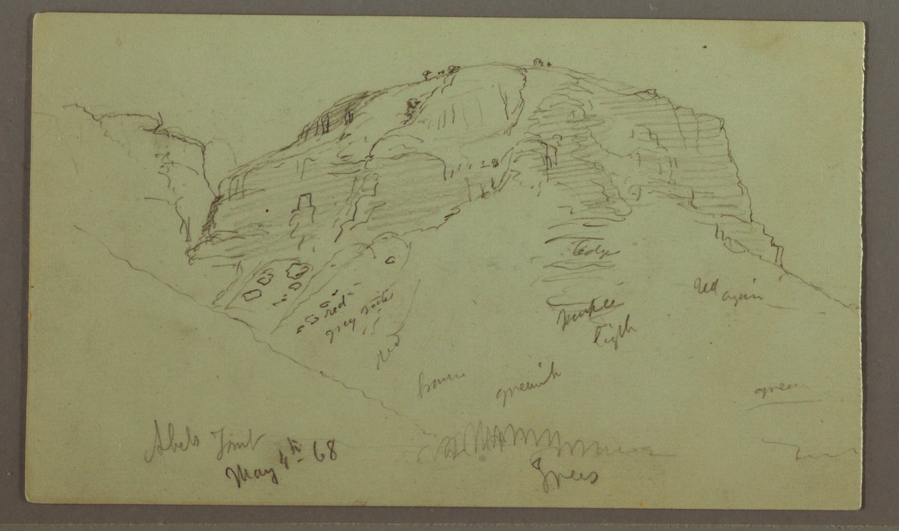Rajz, Flat Rocky Hill, 1868. május 4. alkotó: Frederic Edwin Church