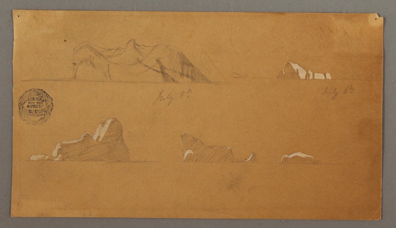 Rajz, Úszó jéghegyek, 1859. július 5. és 6. alkotó: Frederic Edwin Church