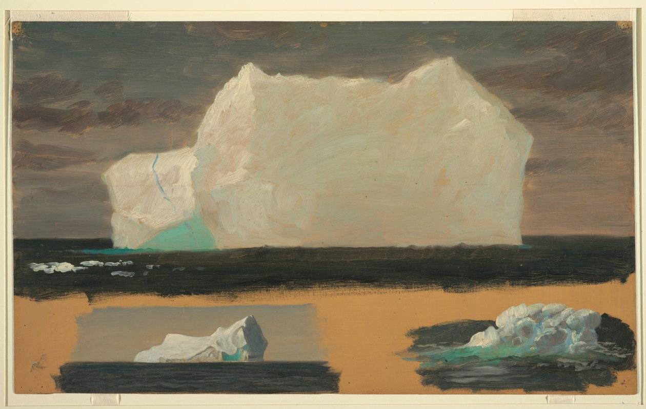 Rajz, úszó jéghegyek Twillingate közelében, Új-Fundland, 1859. július 4. alkotó: Frederic Edwin Church