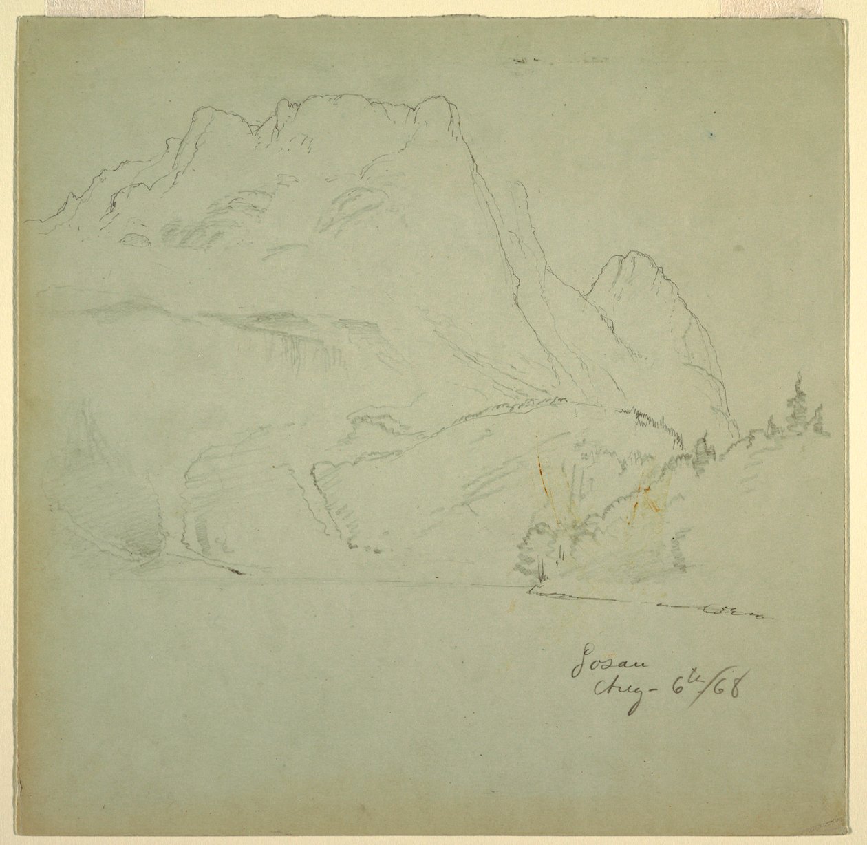 Rajz, Az egyik gosaui tóról, Salzkammergut, 1868. augusztus 6. alkotó: Frederic Edwin Church