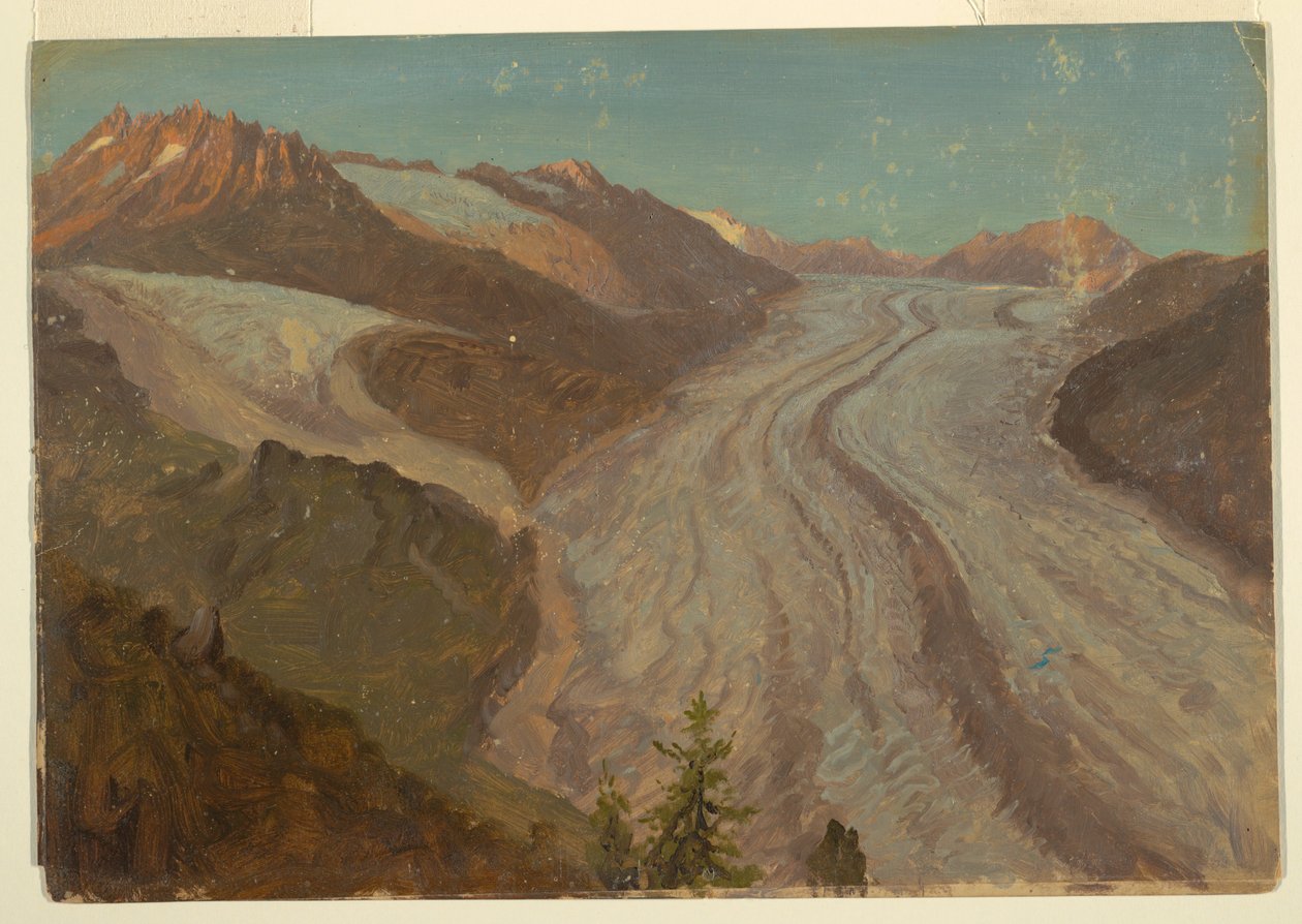 Rajz, Nagy Aletasch-gleccser, Svájc, 1868. augusztus alkotó: Frederic Edwin Church