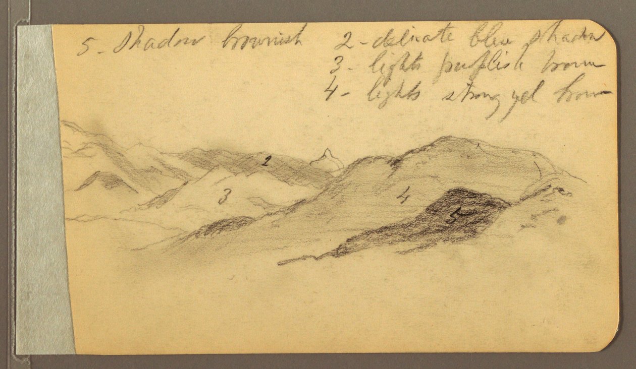 Rajz, Hills; hátoldal: Fej, 1889 alkotó: Frederic Edwin Church