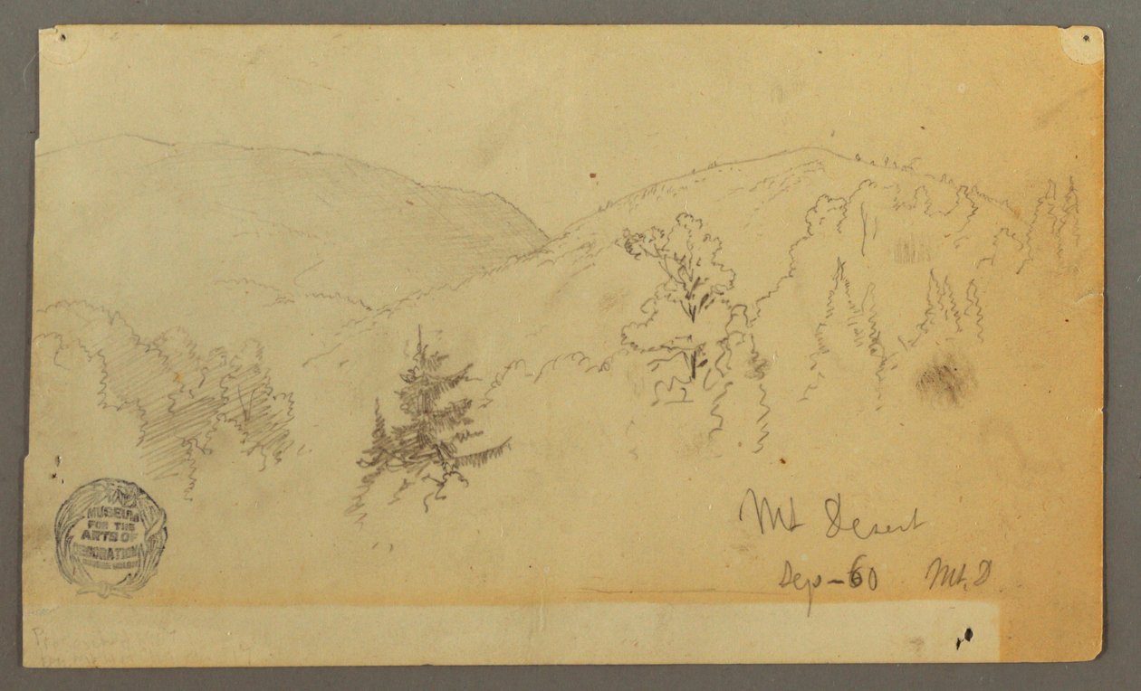 Rajz, Dombok fákkal, 1860 alkotó: Frederic Edwin Church